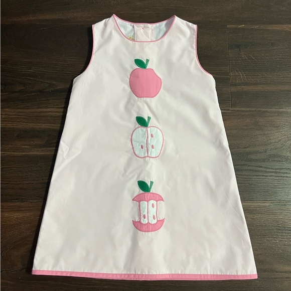 The Beaufort Bonnet Company Other - Annie Apron Dress Palm Beach Pink with Hamptons Hot Pink & Apple Applique 7